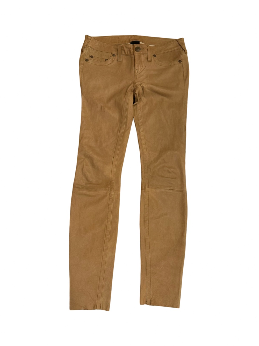 True Religion Casey Skinny Lambskin Leather Pants, Size 26